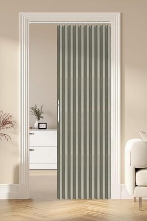 AJAZZ 100% Blackout Accordion Door Magnetic Door Curtain Folding Closet Doors Curtain Invisible Applicable Bedroom Room Living Room Doorway （Grey 42" W x 78" L 1 Panel