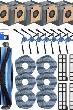 30 Pack X10 Pro Replacement Parts Compatible with eufy X10 Pro Omni Robot Vacuum,2 Main Brushes,8 Side Brushes+ 6 HEPA Filters+6 Mop Cloths+ 6 Dust Bags+2 Tools
