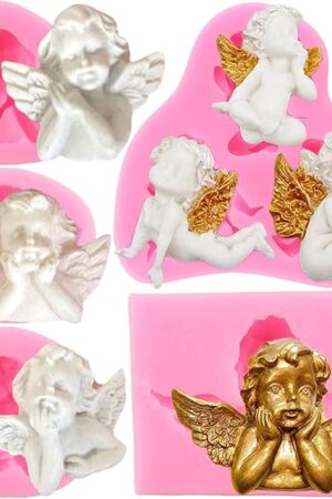 ZiXiang Angel Baby Silicone Fondant Molds For Cake Decoration Cupcake Topper Candy Polymer Clay Chocolate Gum Paste Set Of 5
