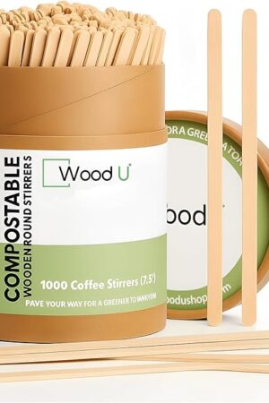 Wooden Coffee Stirrers 7.5" 1000 pcs - Birchwood Stir Sticks for Coffee, Cocktails and More