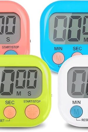 4-Piece Multi-Function Electronic Timer, Learning Management, Suitable for Kitchen, Study, Work, Exercise Training, Outdoor Activities(not Including Battery).