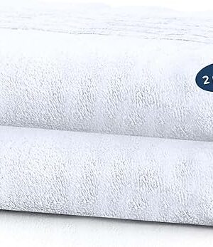 Cotton Small White Bath Towels Bulk 22 x 44 |2 Pack Economy Multipurpose Cheap Towels for Hotel, Sauna, Pool, Gym, Spa | Highly Absorbent & Quick Drying Hotel Towel for Bathroom.