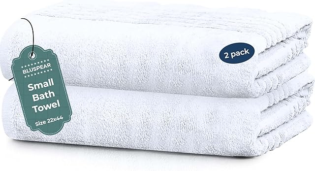Cotton Small White Bath Towels Bulk 22 x 44 |2 Pack Economy Multipurpose Cheap Towels for Hotel, Sauna, Pool, Gym, Spa | Highly Absorbent & Quick Drying Hotel Towel for Bathroom.