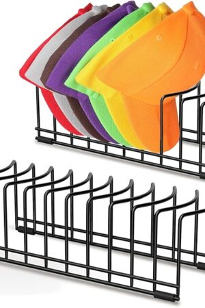 2 Pack Hat Stand for Baseball Caps, Ginyoyo No Install Hat Organizer for 20 Baseball Caps, Tabletop Hat Rack Stand with Anti-slip Pads, Hat Holder Hat Display for Closet, Desktop, Dresser,Office-Black