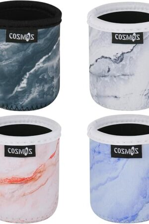 Cosmos 4 Pcs Soft Neoprene 7.5 Fl Oz Mini Can Sleeves Insulators Can Cooler Sleek Can Drink Covers Neoprene Can Sleeve Holder Beverage Insulator Cover for Energy Drink & Beer Cans
