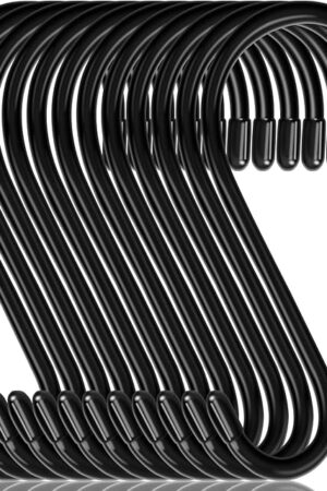 12 Pack 6 Inch S Hooks,Large S Hooks Vinyl Coated Heavy Duty S Hook for Hanging Non Slip S Hanger Closet Hooks, Steel Metal Black Rubber S Hook for Hanging Plants,Clothes,Jeans,Pot Pan Garden