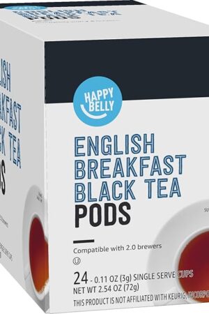 Amazon Brand - Happy Belly Tea Pods, English Breakfast, 24 Count, Compatible with 2.0 K-Cup Brewers