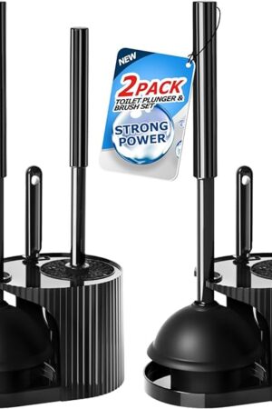 2Pack 3 in 1 Toilet Brush and Plunger Set,Toilet Bowl Brush Plunger Set,Toilet Brush Plunger Combo,Cleaning Brush,Cleaning Supplies, Crevice Cleaning Brush, Bathroom Cleaning Tools