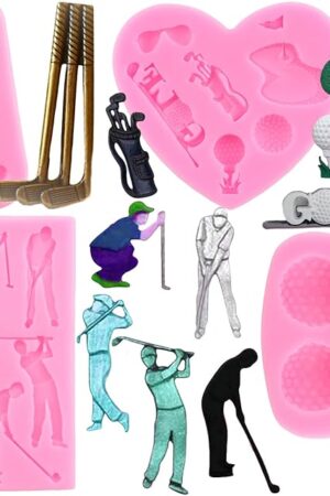 Zixiang Golf Silicone Molds Golf Balls Fondant Mold Golf Club Mold For Cake Decorating Cupcake Topper Polymer Clay Candy Chocolate Gum Paste Set Of 4