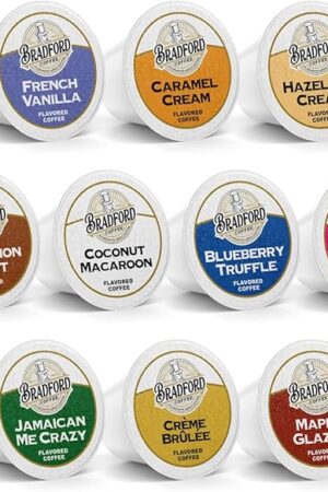 100ct Flavored Variety Pack for Keurig K-cups®, 10 Assorted Flavored Single Cups by Bradford Coffee