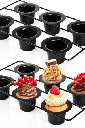 2 Pack Popover Pans, 12 Cups Nonstick Muffin Cupcake Pan, Carbon Steel Round Cheesecake Tin Bakeware Mould for Oven Baking, Muffins, Quiches, Pudding Cakes