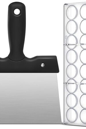 Baderke Polycarbonate Chocolate Molds with Chocolate Scraper Mould Bullet Clear Hard Plastic for Smoothing Cheese, Cream, Cake Scraper