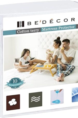 Bedecor Queen Waterproof Mattress Protector,Pee and Liquid Proof Cover for Pets, Elderly, and Incontinence, Fitted Deep Pocket for 9-18 Inch Deep