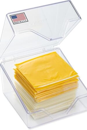 American Sliced Cheese Holder | Airtight Storage Container for Fridge | Hinged Lid | Dishwasher Safe | Holds 24 Slices | Made in USA
