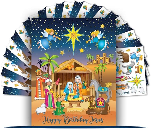 The Nativity Stickers – 24 Sheets - 12 Sticker Sheet Sets – Christmas Crafts for Kids