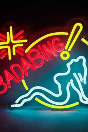 Balanar Bada Bing Neon Signs Led Neon for Wall Decor Sopranos Merch Light up Sign Neon Light Sign with USB Switch Operated Man Cave Neon Sign for Bar Pub Party Gift 12.2 * 15.4Inch