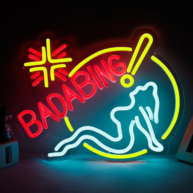 Balanar Bada Bing Neon Signs Led Neon for Wall Decor Sopranos Merch Light up Sign Neon Light Sign with USB Switch Operated Man Cave Neon Sign for Bar Pub Party Gift 12.2 * 15.4Inch