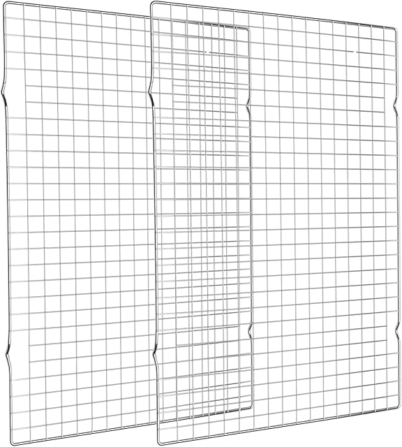 Cooling Rack for Baking 2-Pack, 16x10 Inches Baking Rack, Thick Wire Cookie Rack for Cooking, Roasting, Grilling, Drying, Oven Safe, Fits Half Sheet Pan, Silver