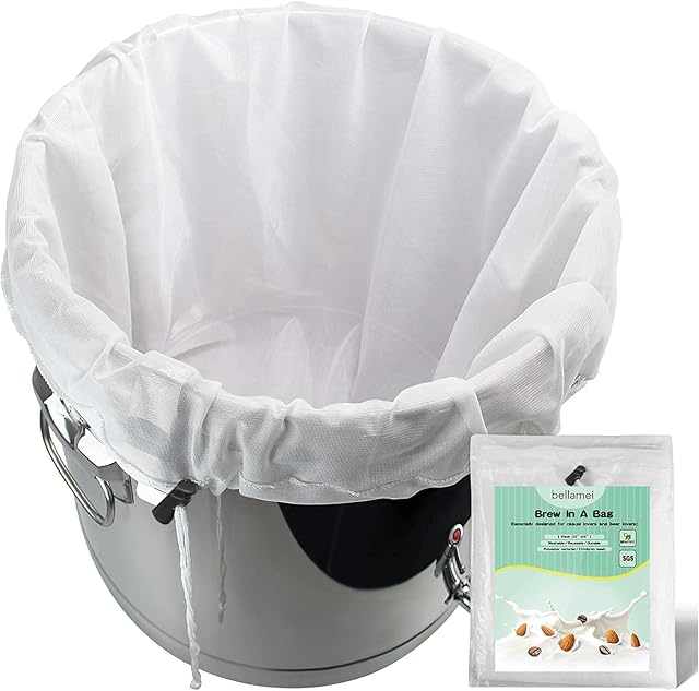 Brew Bags Extra Large Reusable 2 Pack 250 Micron Fine Mesh Bag for Fruit Cider Apple Grape Wine Press Drawstring Straining Brew in a Bag (2 pack-22"×26")