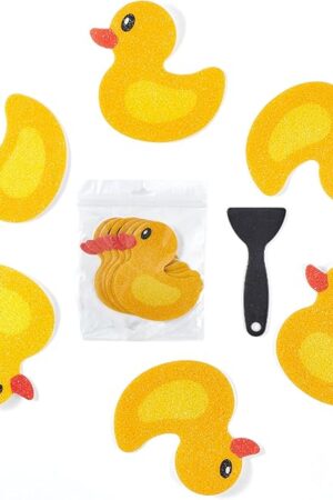 20 PCS Non Slip Bathtub Stickers, Cute Duck Creature Shower Stickers for Kids, Bathtub Non Slip and Adhesive Decals Scraper for Safety Bathroom Tubs, Shower Floor, Stairs