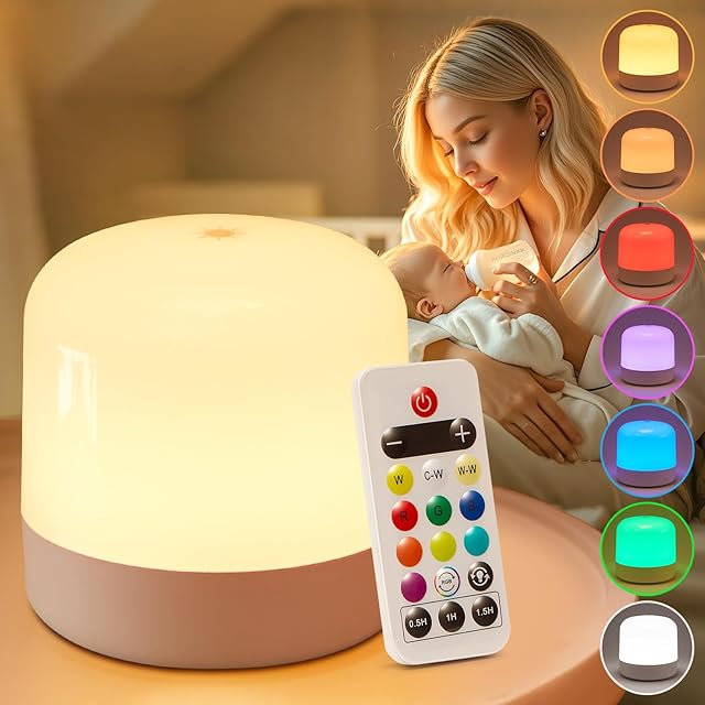Baby Night Lights for Nursery,8 Brightness+10 Colors Baby Night Light,2400mAh Battery Lamp, Remote+Touch Control, Egg Light for Nursery Lamp, Babywearing, Sleeping