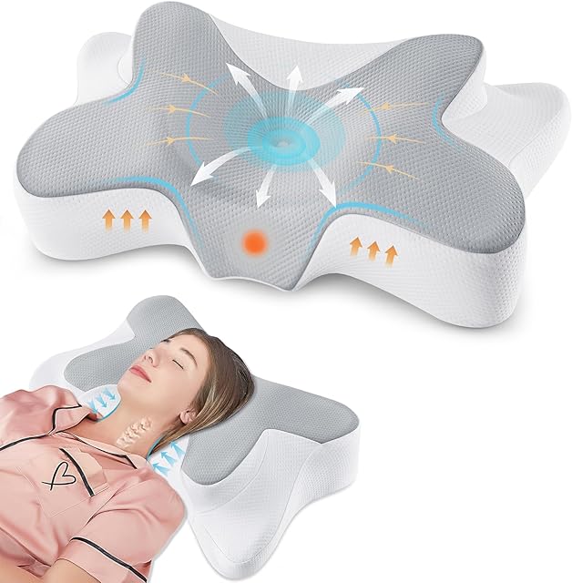 DONAMA Cervical Neck Pillow for Pain Relief,Odorless Contour Memory Foam Pillows with Cooling Pillowcase Cozy Sleeping, Orthopedic Ergonomic Bed Pillows for Side Back Stomach Sleepers