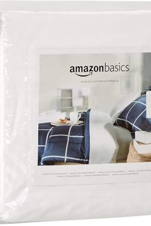 Amazon Basics Mattress and Box Spring Protector, Waterproof, Zipper Enclosed Cover, 12 to 18 inches Depth, Queen, White