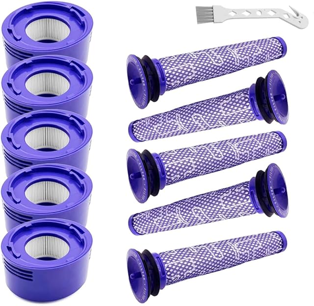 5 Pre-Filters & 5 Post-Filters Compatible With Dyson V7, V8 - Vacuum Cleaner Replacement Parts - Filter Set of by Apex Essentials