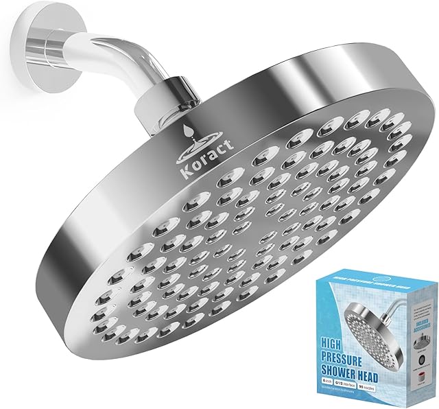 Shower Head High Pressure Rain Premium Quality Luxury Design Anti-Clogging Silicone Nozzles Adjustable Replacement for Bathroom Shower Heads (Luxury Polished Chrome, 6 inch Round)