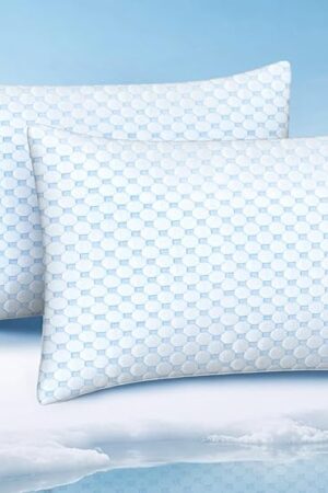 Cooling Pillow for Sleeping, Shredded Memory Foam Pillows Queen Size Set of 2, Double Sided Cooling Bed Pillows for Hot Sleepers, Side Back and Stomach Sleepers