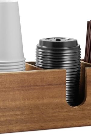 ALELION Acacia Wood Cup Holder Station Organizer Coffee Bar Accessories