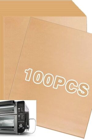 Air Fryer Liners for Ninja DCT451 12-in-1 Smart Double Oven, 100pcs Disposable Parchment Paper Sheets for Ninja Air Fryer Oven
