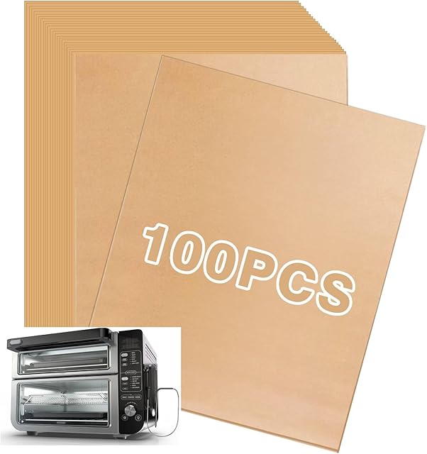 Air Fryer Liners for Ninja DCT451 12-in-1 Smart Double Oven, 100pcs Disposable Parchment Paper Sheets for Ninja Air Fryer Oven