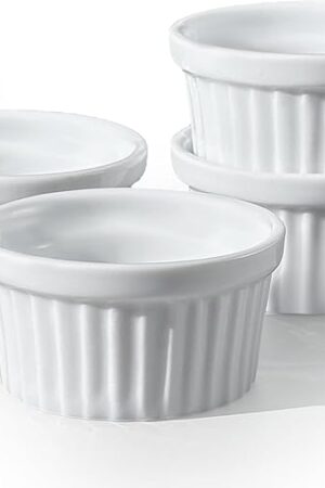 Cinf Mini Dipping Ramekin 1.5 oz Set of 4,Pudding Cup Baking Cup Bowls Dishes, Souffle Cups Dishes, Dipping Sauce,(For Sauces, Not Desserts), Oven, Microwave, Freezer and Dishwasher