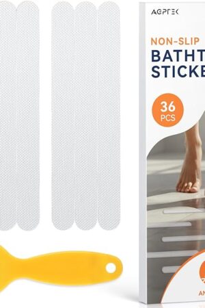 AGPTEK 36PCS Bathtub Non Slip Stickers, Anti-Slip Shower Strips with Strong Adhesive for Bath Tub Shower Bathroom Edge of Swimming Pool Stairs Ladders Boats, Clear
