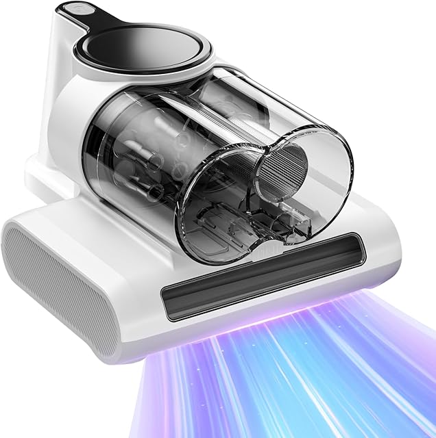 Mattress Vacuum Cleaner, Bed Vacuum Cleaner with 253.7nm UV-C Light, 16Kpa Suction, 36,000 RPM/Min Brushroll, Heating Function, Corded
