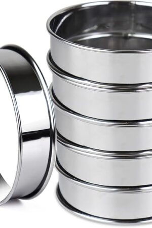 6pcs English Muffin Rings, 4 Inch Double Rolled Stainless Steel Crumpet & Tart Rings