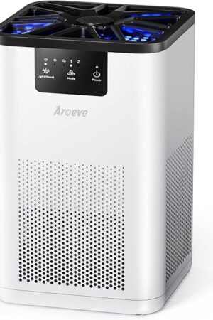 AROEVE Air Purifiers for Bedroom Air Purifier With Aromatherapy Function For Pet Smoke Pollen Dander Hair Smell 20dB Air Cleaner For Bedroom Office Living Room, MK06- White(Available for California)
