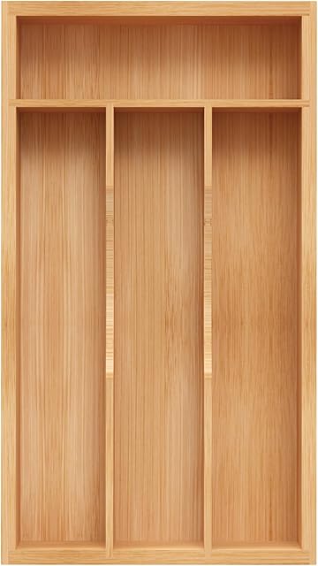 Bamboo Small Kitchen Drawer Organizer Silverware Organizer Utensil Holder