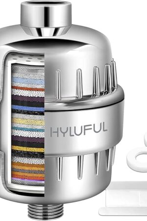 24-Stage Shower Filter High Output Shower Head Filter for Hard Water Shower Water Filter with Chlorine & Heavy Metal Removal, Universal Fit, Improves Skin & Hair Health