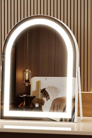 14" Elegant LED Vanity Mirror with 3-Color Adjustable Lights, Lighted Makeup Mirror 360° Rotating Stand & Touch Control - Perfect Makeup Gift for Women