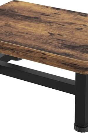 Wooden Step Stools for Adults Kids with Non-Slip Rubber Feet, Heavy Duty Stepping Stools with 500-LBS Capacity for Bedroom Kitchen Bathroom, Bed Steps for High Beds, Easy to Assemble, Rustic Brown