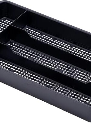 Dial Industries Small Cutlery, Utensil, Silverware Kitchen Drawer Organizer Tray, Black