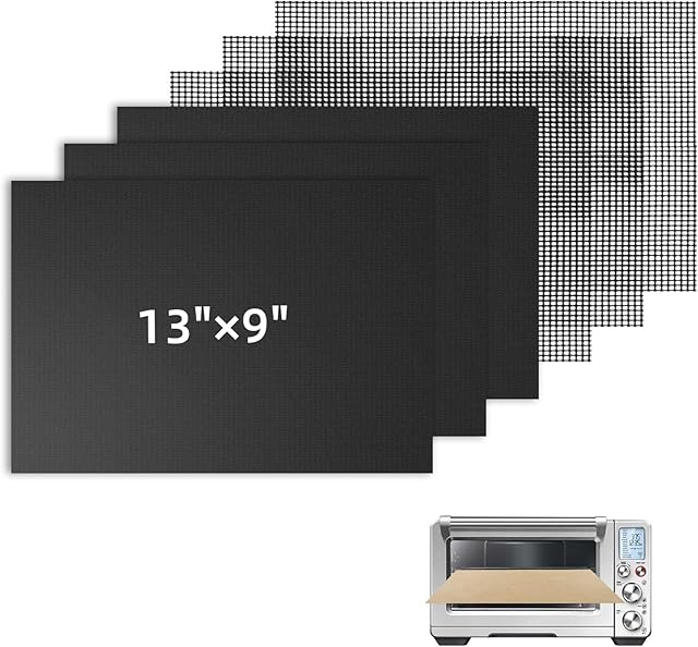 Air Fryer Liners Reusable for Breville Smart Oven Air Fryer Pro BOV900BSS, Liners for Bottom of Oven liners for Ninja Air Fryer Accessories, Non-Stick, Reusable Baking Mats, w/3x Liners + 3x Mesh