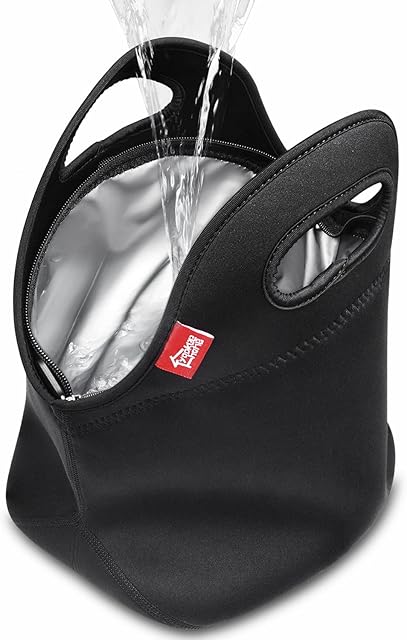 yookee home Waterproof Lunch Bag Double Layer Leakproof Neoprene Insulated Lunch Bag Freezable Black Reusable Thermal Lunch Cooler Tote Lunch Box for Boys Men Women Adult Kids for Work Outdoor