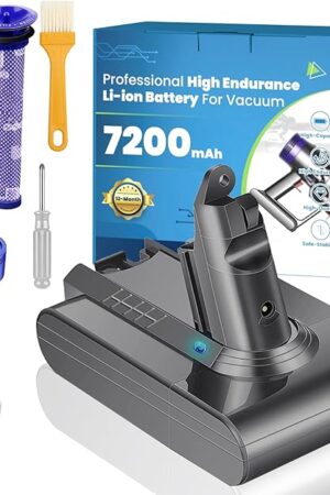 Advanced 7200mAh V6 Battery Replacement Compatible with Dyson V6 Animal/Absolute/Motorhead/Fluffy SV03 SV04 SV05 SV06 SV07 SV09 DC58 DC59 DC62 DC72 DC74 Vacuum Cleaner with 3pcs Filter kit