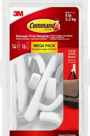 Command Large White Utility Hook, 14-Hooks