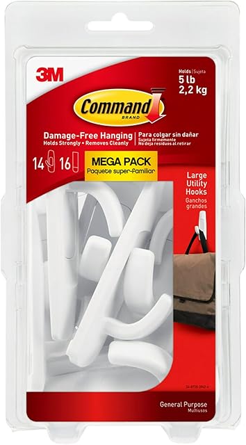 Command Large White Utility Hook, 14-Hooks