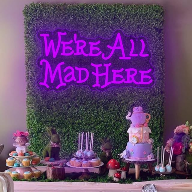 Alice in Wonderland Party Decorations Neon Sign, Mad Hatter Tea Party Neon Lights for Dimmable LED Lights, for Bedroom Bar Home Dorm Birthday Gifts