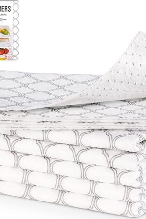 Cooyes Non Slip Refrigerator Liners, 2-in-1 Fridge Mats and Fresh-Keeping Shelf Liners, Absorbs Excess Moisture, BPA-Free, Multiple Sizes for Glass Shelves Kitchen Cabinets Drawers, 6 Pack, 12" × 24"